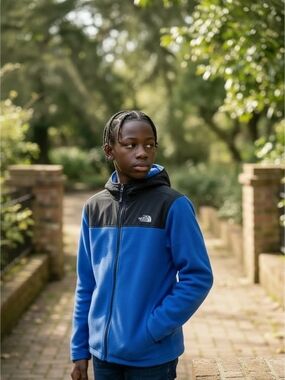 Youth The North Face Boys Blue Fleece Hoodie Jacket